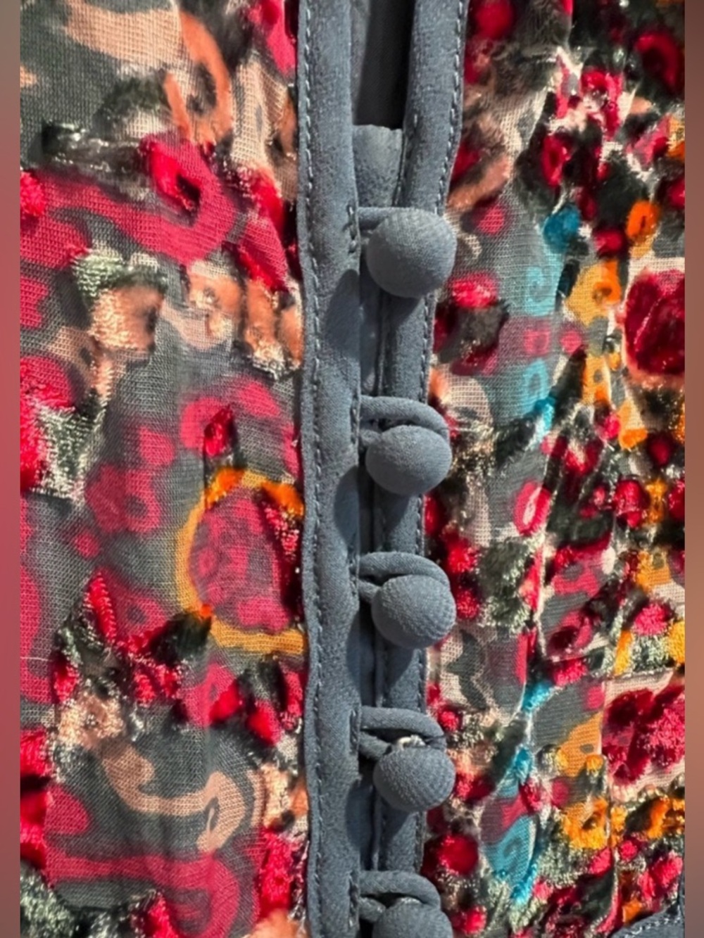 Anthropologie Floreat Abia Long-Sleeve Floral bohemian velvet peasant Dress - Picture 6 of 8